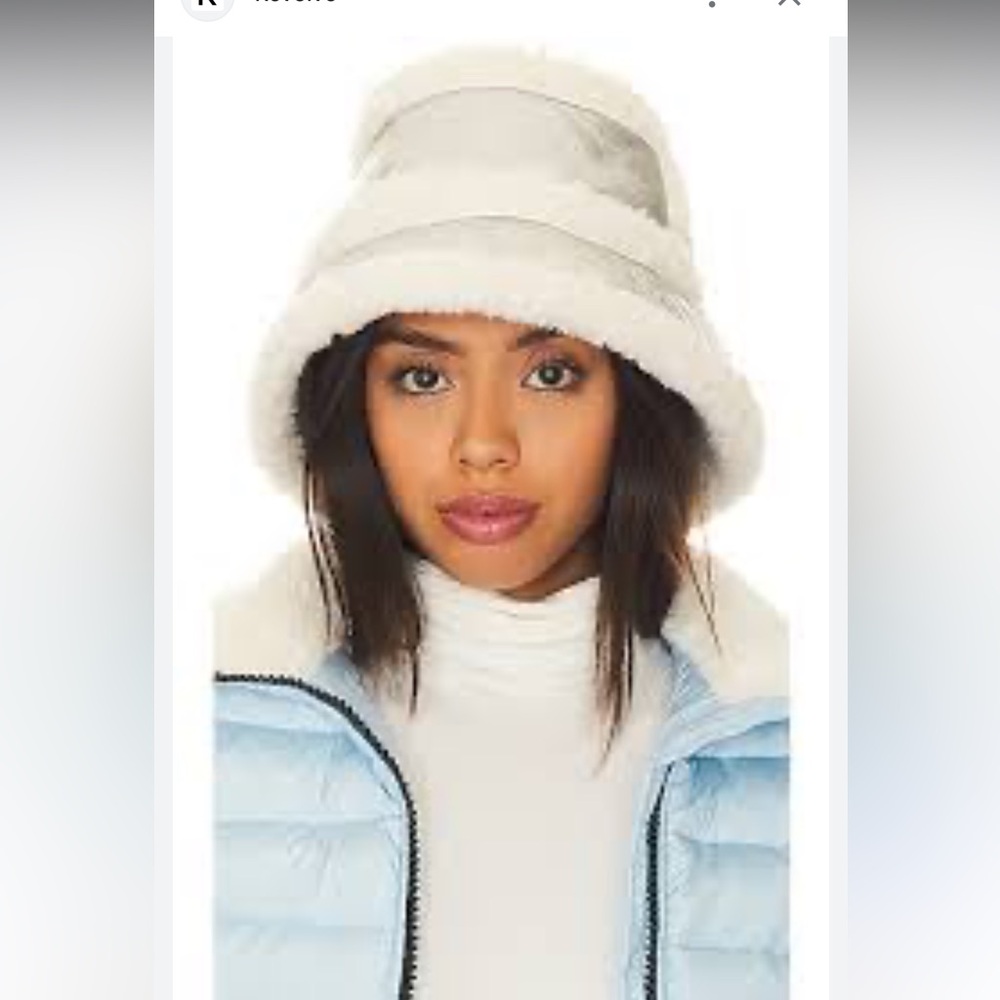 Jocelyn White and Gray Fur Bucket Hat